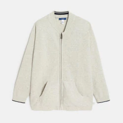 Boy's navy blue fleece longline baseball jacket