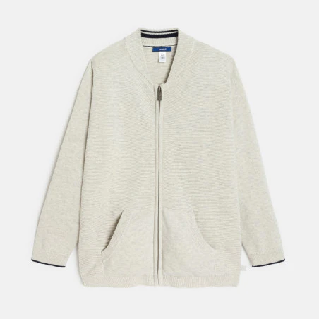 Boy's navy blue fleece longline baseball jacket