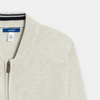 Long gilet col teddy bleu marine Garçon