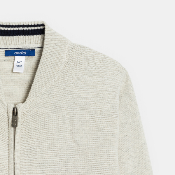 Long gilet col teddy bleu marine Garçon