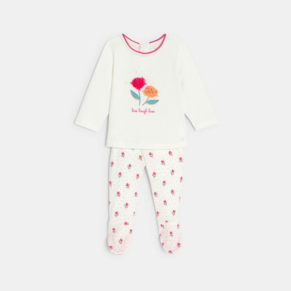 Baby girl's white floral pyjamas