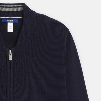 Long gilet col teddy bleu marine Garçon