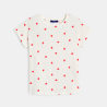 Girl's white short-sleeve strawberry motif T-shirt