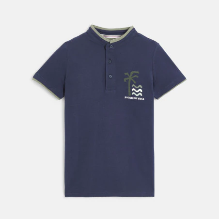 Polo manches courtes motif palmier bleu marine Garçon