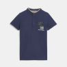 Boy's navy blue short-sleeve palm tree polo shirt