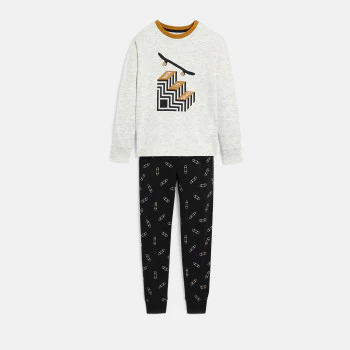 Pyjama 2 pièces en jersey imprimé gris Garçon