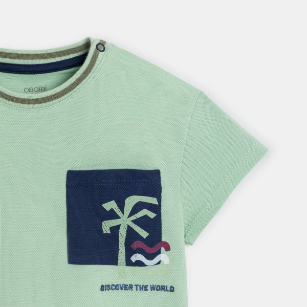 T-shirt maille piquée vert bébé garçon