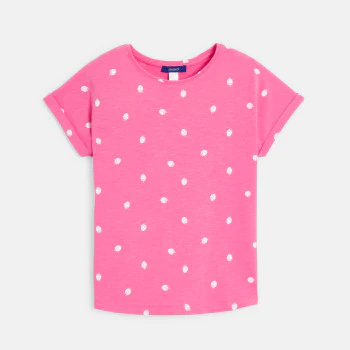 T-shirt manches courtes motif fraise blanc Fille
