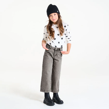 Jean large gris délavé Fille