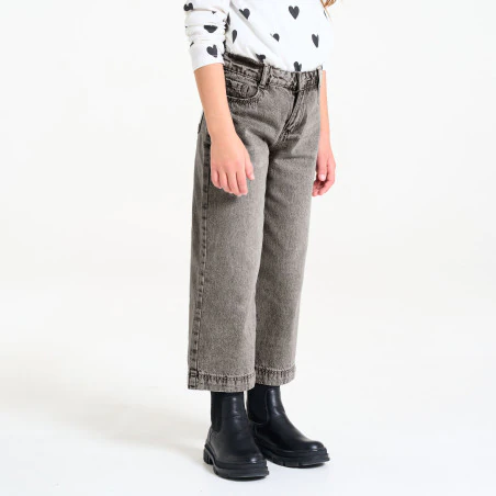 Jean large gris délavé Fille