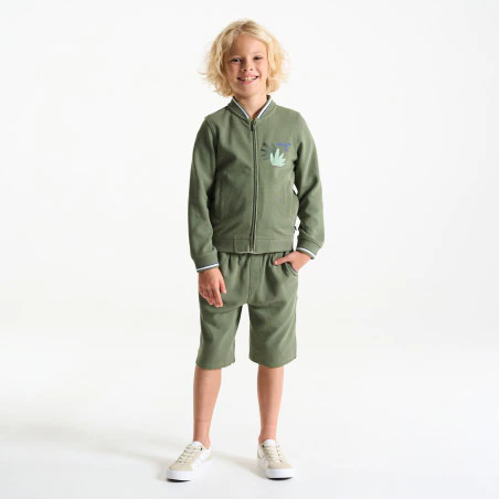 Sweat-shirt teddy kaki Garçon