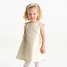 Baby girl's elegant beige sparkly jacquard dress
