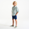 Boy's slim-fit navy blue canvas Bermuda shorts