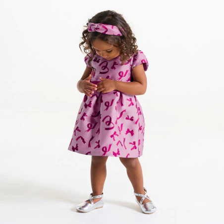 Robe chic nœuds mauve bébé fille