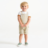 Salopette courte rayée et t-shirt marron bébé garçon