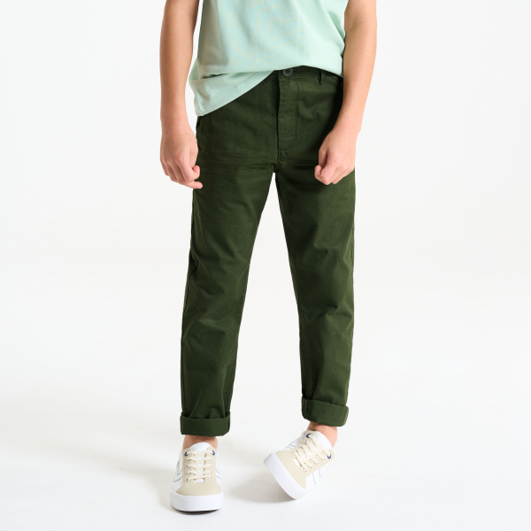 Boy's dark green carrot-cut trousers