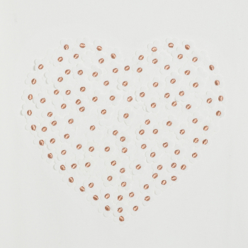 T-shirt manches papillon motif cœur blanc Fille