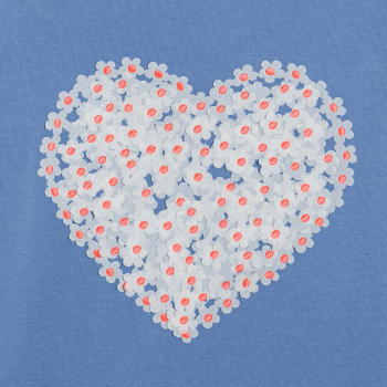 T-shirt manches papillon motif cœur bleu Fille