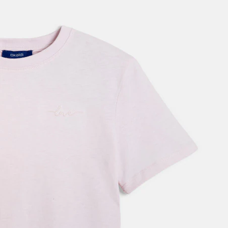 T-shirt basique uni rose Fille