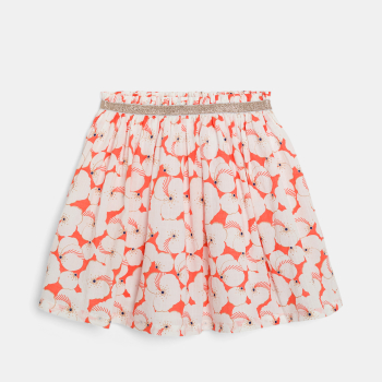 Jupe-jupon imprimée orange Fille