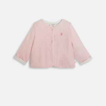 Baby girl's pink ribbed jersey cardigan