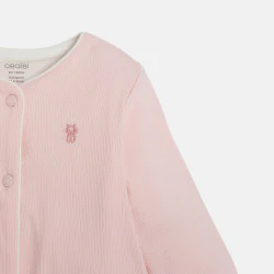 Baby girl's pink ribbed...