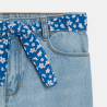 Girl's blue wide-leg jeans with belt