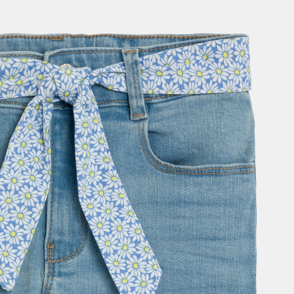 Girl's blue belted skinny jeans