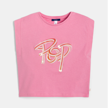Girl's pink pop slogan T-shirt