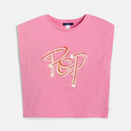 Girl's pink pop slogan T-shirt