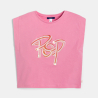 Girl's pink pop slogan T-shirt