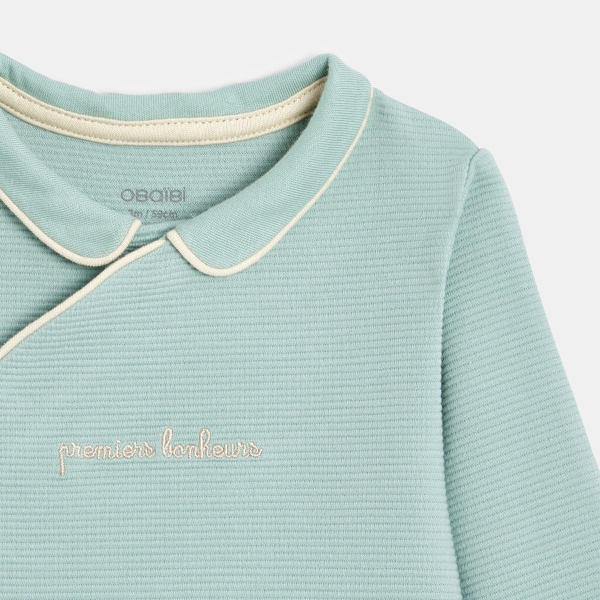 Unisex green textured sleepsuit from birth