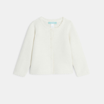 Gilet maille tricot fantaisie écru bébé fille
