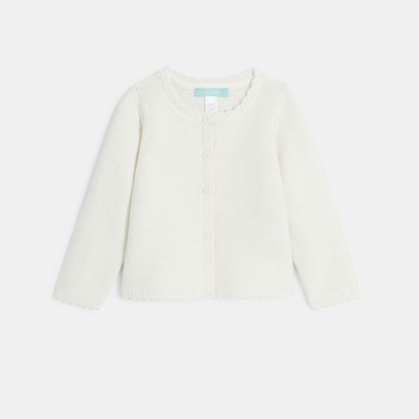 Gilet maille tricot fantaisie écru bébé fille