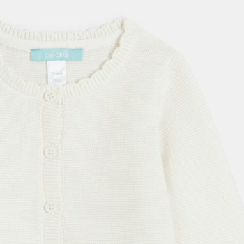 Gilet maille tricot fantaisie écru bébé fille