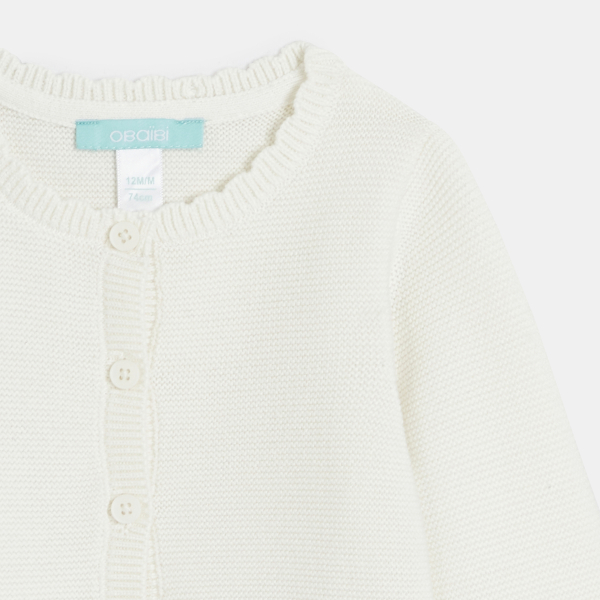 Gilet maille tricot fantaisie écru bébé fille