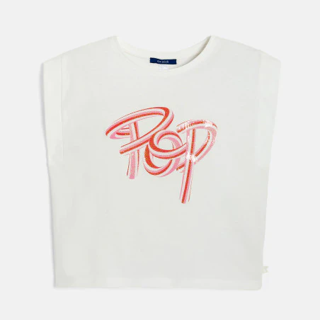 T-shirt à message pop blanc Fille