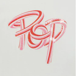 Girl's white pop slogan...
