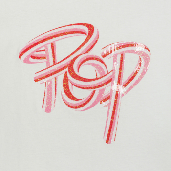 Girl's white pop slogan T-shirt