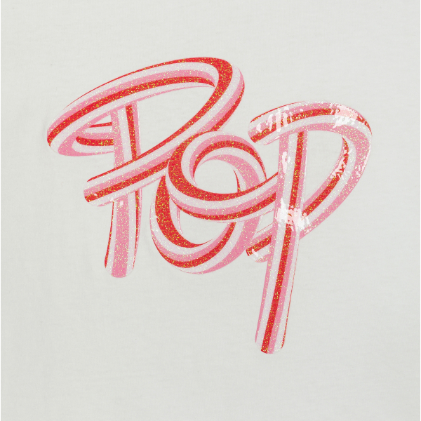 Girl's white pop slogan T-shirt