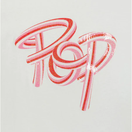 Girl's white pop slogan T-shirt