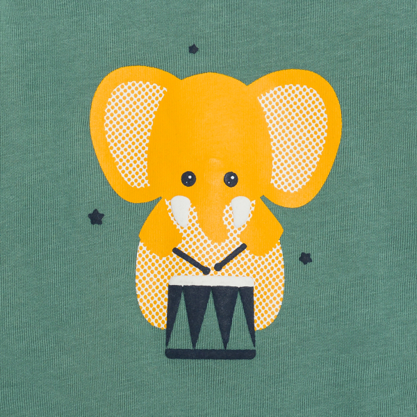 Pyjama jersey léger éléphant musicien vert bébé garçon