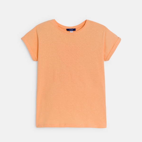 Girl's orange love slogan T-shirt