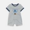 Baby boy's blue striped elephant romper suit