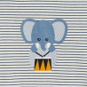 Baby boy's blue striped elephant romper suit