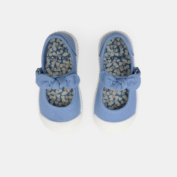 Baby girl's blue canvas ballet flats with bow