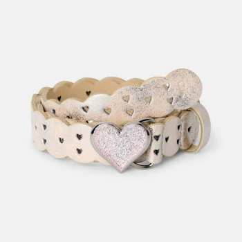 Girl's pink sparkly openwork heart belt