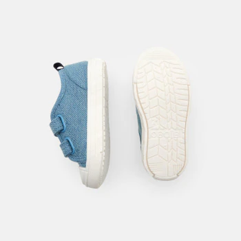 Chaussure toile à scratch bleu bébé garçon