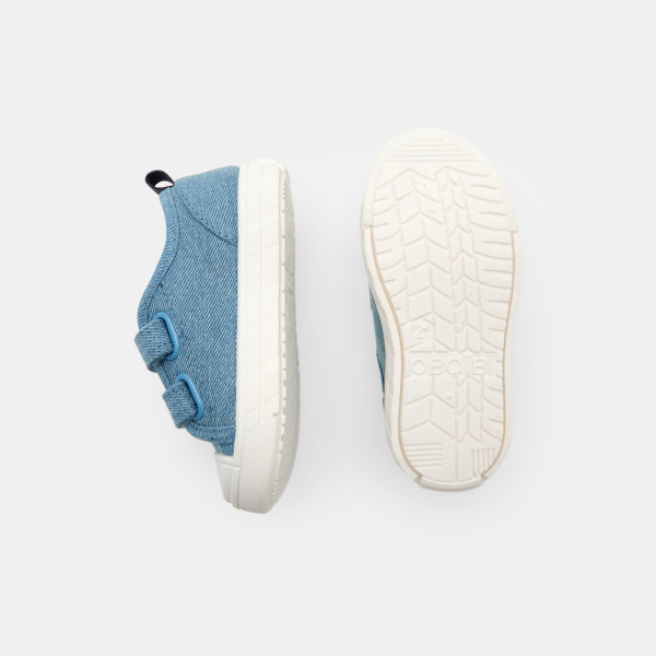 Chaussure toile à scratch bleu bébé garçon