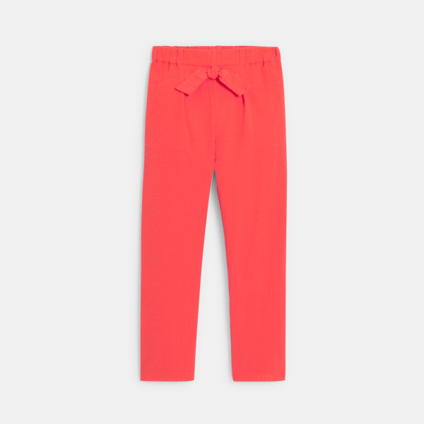Pantalon carrot uni gaufré orange Fille